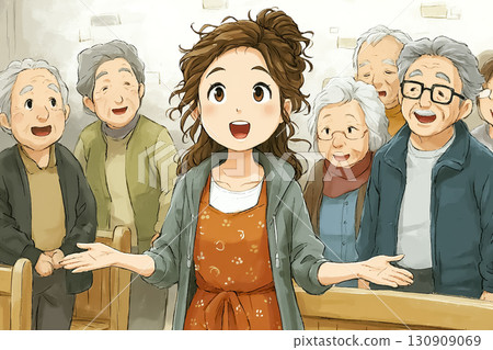 美優系列:美優和老人家一起唱歌的場景 美優系列:美優和老人家一起唱歌的場景 130909069