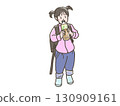 Illustration of a girl drinking tea 130909161