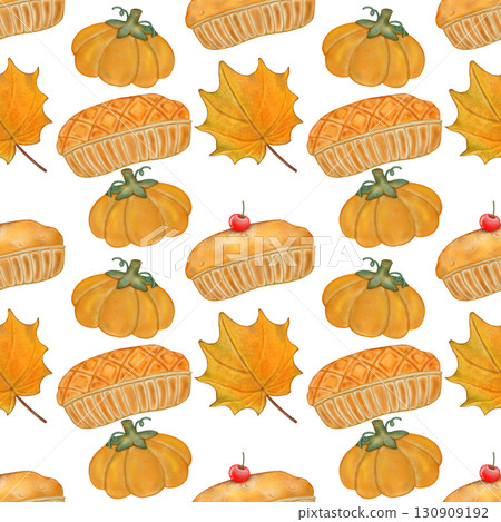 Seamless pattern of Autumn. Hand drawn watercolor illustration. For menus, labels, paper, textiles and seasonal fabric transparent background. Seamless pattern of Autumn. Hand drawn watercolor illustration. For menus, labels, paper, textiles and seasonal fabric transparent background. 130909192