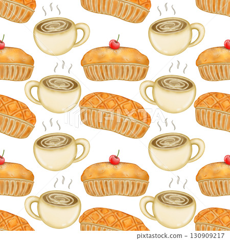 Seamless pattern of Autumn. Hand drawn watercolor illustration. For menus, labels, paper, textiles and seasonal fabric transparent background. Seamless pattern of Autumn. Hand drawn watercolor illustration. For menus, labels, paper, textiles and seasonal fabric transparent background. 130909217