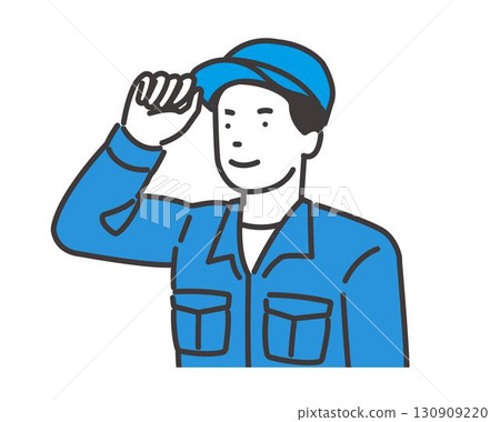 一名戴著帽子的男工人的向量插圖 130909220