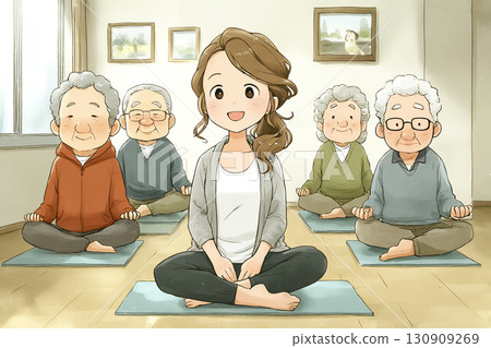 Miyu Series: Relaxing Yoga Miyu gently guides the group 130909269