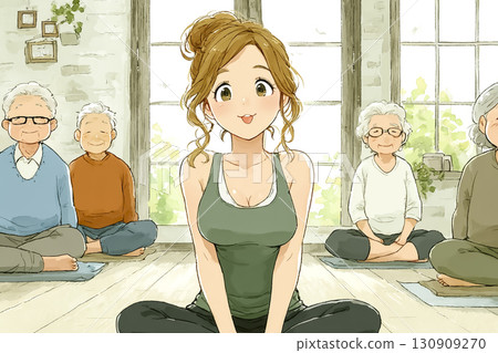 Miyu Series: Relaxing Yoga Miyu gently guides the group 130909270