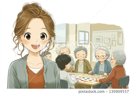 Miyu Series: Miyu makes origami alongside the elderly at a care facility 130909557