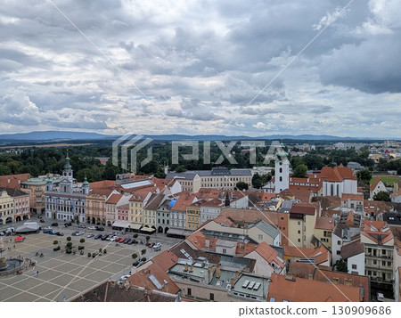 Czech Old Town Square and Red Roofs | Panoramic European Cityscape 130909686