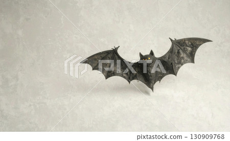 Matte Black Bat Sculpture with Gold Eyes. Hallowen Concept. Generated Image Matte Black Bat Sculpture with Gold Eyes. Hallowen Concept. Generated Image 130909768