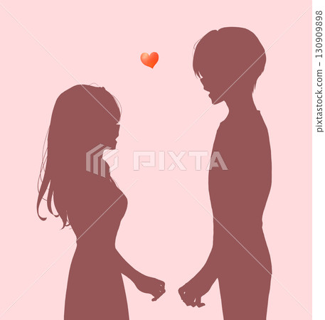 Men and women facing each other, love, silhouette 130909898