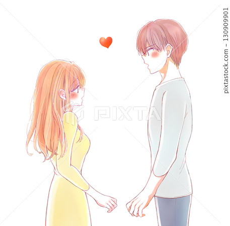 Man and woman facing each other in love 130909901