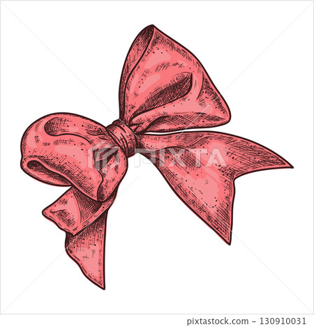 Hand drawn red bow. Christmas decor. Vector illustration Hand drawn red bow. Christmas decor. Vector illustration 130910031