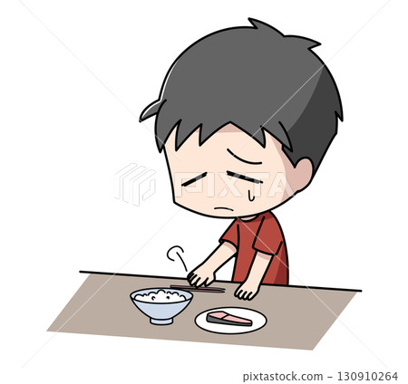 一個沒有食慾的男孩的插圖 一個沒有食慾的男孩的插圖 130910264