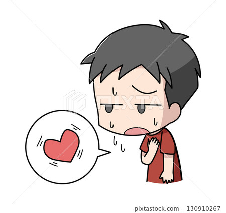 Illustration of a boy with palpitations Illustration of a boy with palpitations 130910267