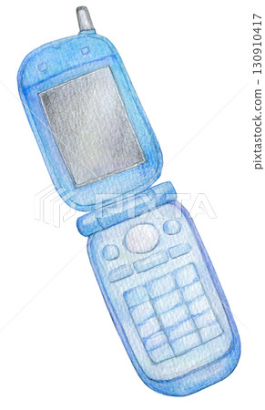 Watercolor illustrations, hand-drawn illustrations, analog illustrations, flip-phone illustrations 130910417