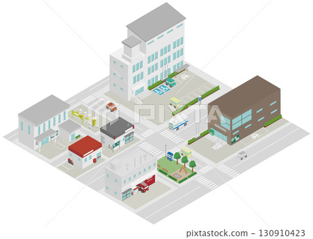 政府和公共設施的等距城市景觀 政府和公共設施的等距城市景觀 130910423