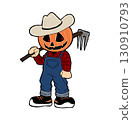 A human-shaped pumpkin holding a scythe 130910793