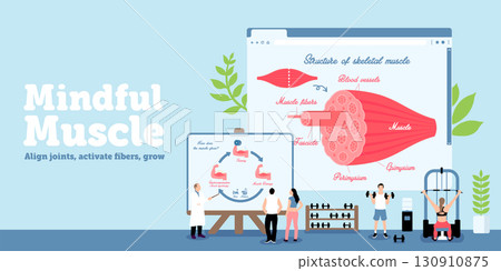 Vector banner illustration of muscle training and fitness motif 130910875