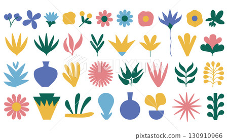 Colorful collection of abstract floral and vase vector  illustrations. Colorful collection of abstract floral and vase vector  illustrations. 130910966