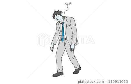 Illustration material of a busy businessman who becomes a zombie 130911023