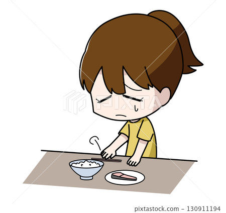 Illustration of a girl with no appetite Illustration of a girl with no appetite 130911194