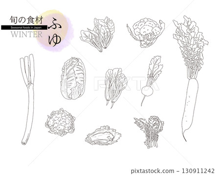 時令食材、冬季、線條畫 130911242