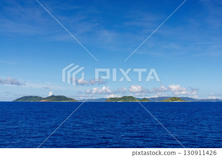 The Kerama Islands came into view. Kerama Islands, Shimajiri District, Okinawa Prefecture - June 27, 2025. We boarded the Queen Zamami 3. 130911426