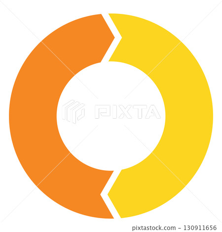 雙向流動、雙色箭頭循環圖:流程與工作流程的資訊圖 雙向流動、雙色箭頭循環圖:流程與工作流程的資訊圖 130911656