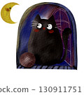 cute black cat in halloween 130911751