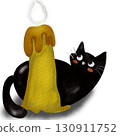 cute black cat in halloween 130911752