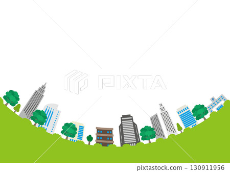 流行又可愛的城市景觀插圖 130911956