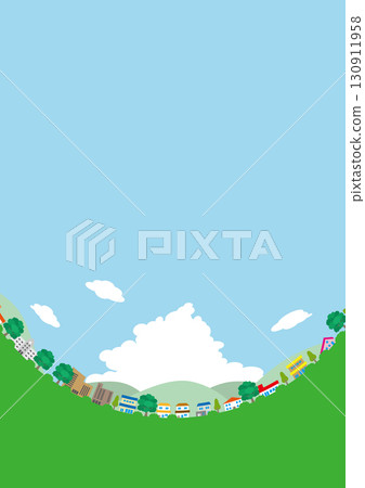 流行又可愛的城市景觀插圖 130911958