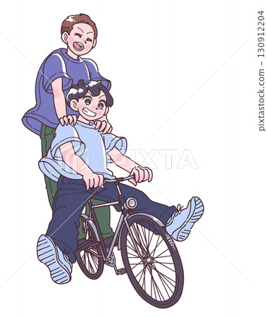 兩個人騎自行車的插圖 130912204