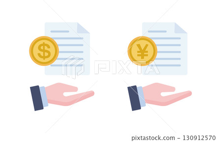 Japanese yen and dollar loan, lending illustration 130912570