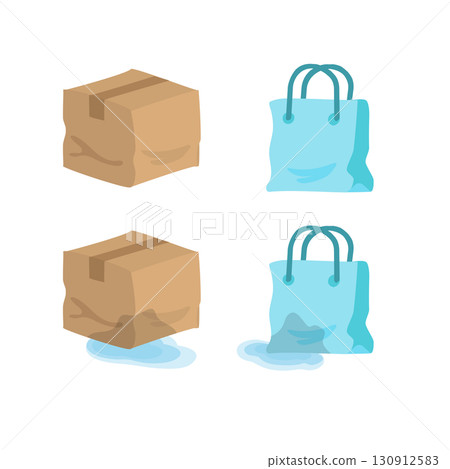 Damaged cardboard and paper bags 130912583