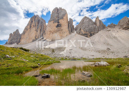 Green Valley and the Peaks of Tre Cime di Lavaredo 130912987
