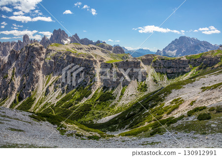 Rocky Peaks and Light Clouds and Green Grass 130912991