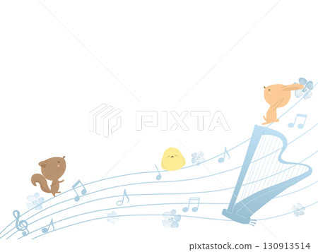Harp and animals illustration Harp and animals illustration 130913514