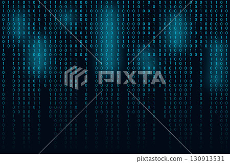 Matrix binary code 0 and 1 numbers. Tech hacker concept. Futuristic Falling digits on dark backdrop bg. Running random numbers.  130913531