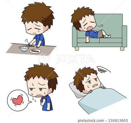 憂鬱症身體症狀插圖，4 件套，男孩 130913603