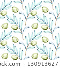 Seamless pattern of olives and olive oil a watercolor illustration showcasing the beauty of Italian cuisine nature and healthy living ideal for backgrounds or wallpaper designs 130913627