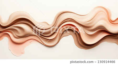 Mocha Mousse Fluid Shapes with Subtle Peach and Coral Highlights on Soft White Canvas A gentle and calming abstract background 130914466