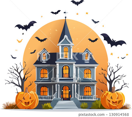 Halloween (castle, mansion, pumpkin, ghost, bat) 130914568