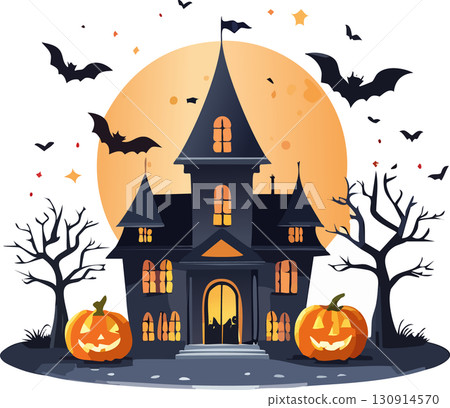 Halloween (castle, mansion, pumpkin, ghost, bat) 130914570