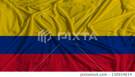 Colombia flag with fabric texture background. National flag of Colombia with cloth texture Colombia flag with fabric texture background. National flag of Colombia with cloth texture 130914614