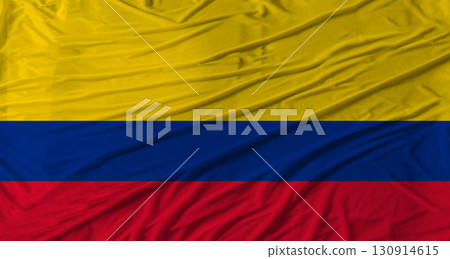 Colombian flag waving. Flag of Colombia with cloth texture Colombian flag waving. Flag of Colombia with cloth texture 130914615