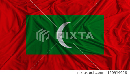 Maldivian flag with fabric texture background. National flag of Maldives with cloth texture Maldivian flag with fabric texture background. National flag of Maldives with cloth texture 130914628