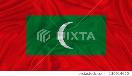Flag of Maldives with cloth texture. Close up of Maldives flag waving Flag of Maldives with cloth texture. Close up of Maldives flag waving 130914630