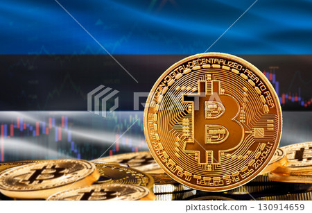 Investors in cryptocurrency and Blockchain Technology in Estonia, Concept. Bitcoin with Estonia flag in the background Investors in cryptocurrency and Blockchain Technology in Estonia, Concept. Bitcoin with Estonia flag in the background 130914659