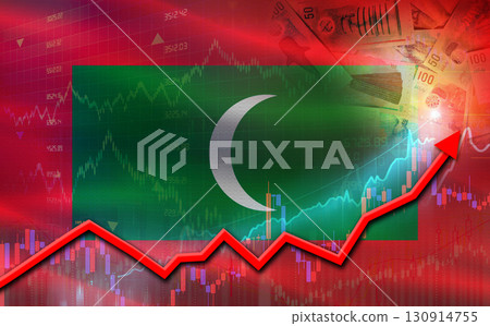 Maldives economic growth on financial graph. Maldives financial growth on market graph 130914755