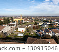 Serene winter landscape in Rocchetta, Morfasso, Italy, features snow and a solitary house 130915046