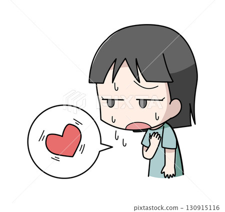 Illustration of a girl with palpitations Illustration of a girl with palpitations 130915116
