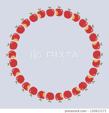 Wreath of red apples on a light purple background vector illustration, print for tshirt, card, poster concept 130915171
